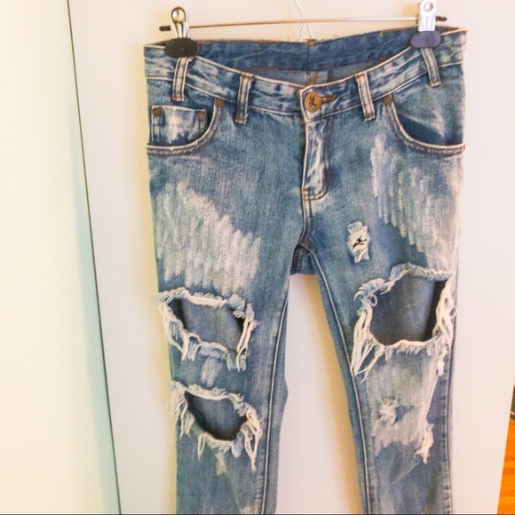 One Teaspoon Trashed Free Birds Ripped Jeans 24 - Picture 3 of 10